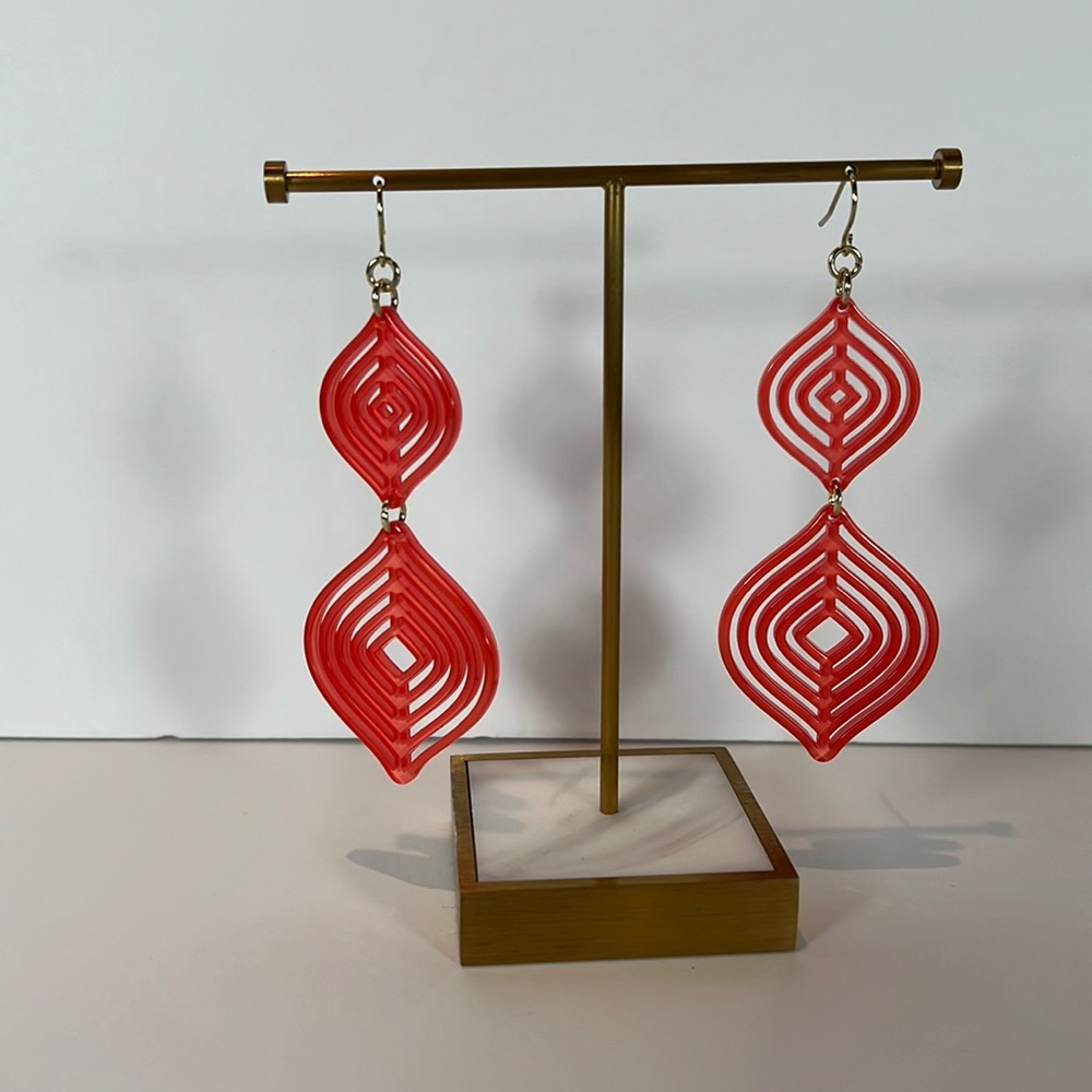 Orange Resin Pattern Lightweight Earrings